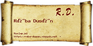 Rába Dusán névjegykártya